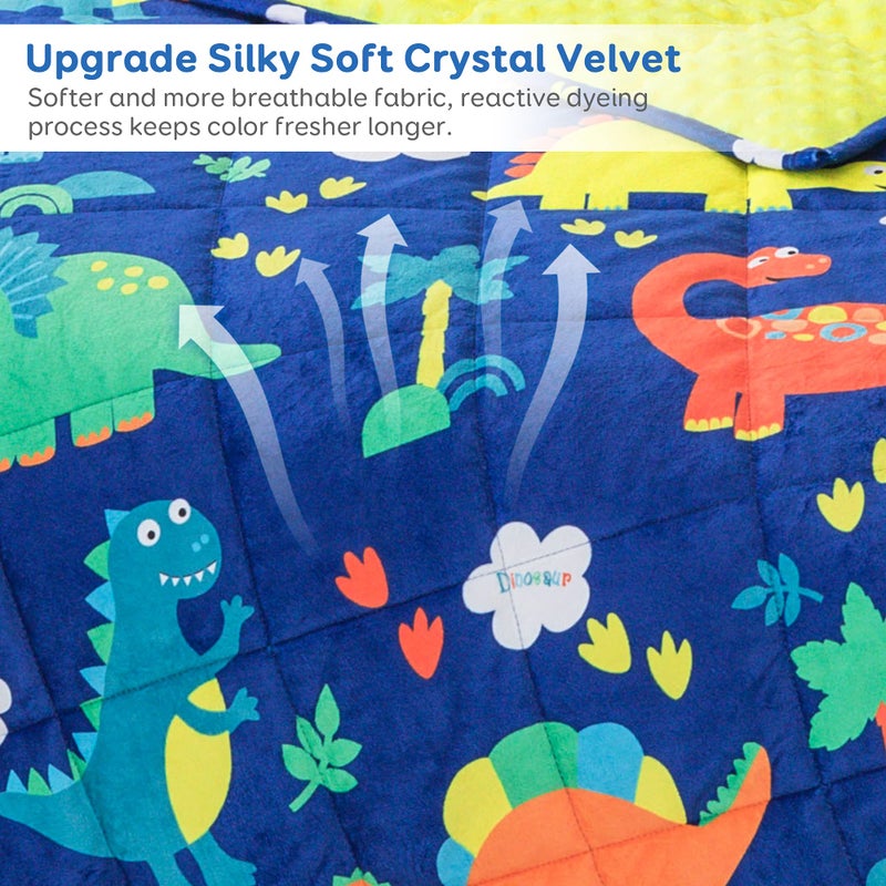 Sivio Toddler Weighted Blanket 3 lbs  Super Soft Crystal Velvet & Minky Dots Cartoon Patterns Reverise Heavy Throw  Childrens Heavy Blankets  36 x 48 Inch Blue Dinosaur - Image 4