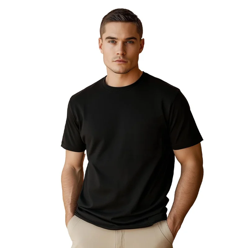 NOBERO Black Regular Fit T-Shirt for Men