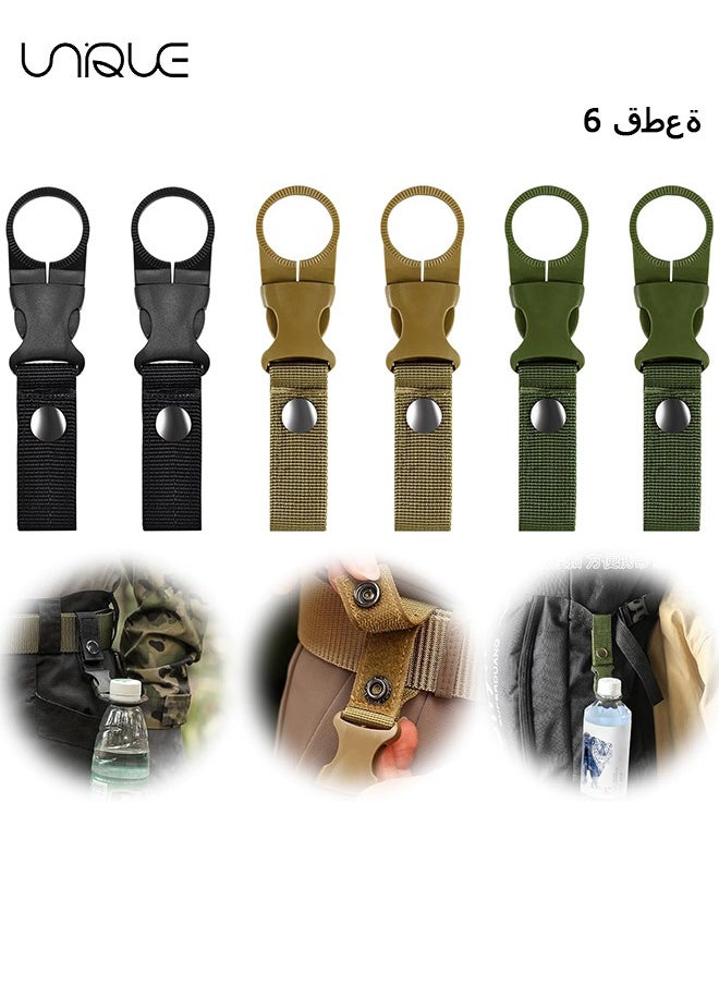 Unique - 6 Pack Kettle Hanging Buckle, Hangable Bottle cage Hooks, Outdoor Portable Water Bottle Ring Holder Mineral Water Bottle Clip, Used for Backpack Outdoor Tactical Camping Hiking Mountaineering Trip - Image 1