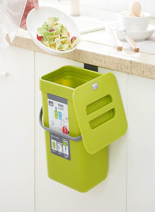 shopurb Hanging Small Trash Can with Lid Under Sink for Kitchen,Compost Bin Indoor Kitchen Sealed, Food Waste Bin for Countertop, Mountable Garbage Can for Bathroom (Dustbin 5L) - Image 1