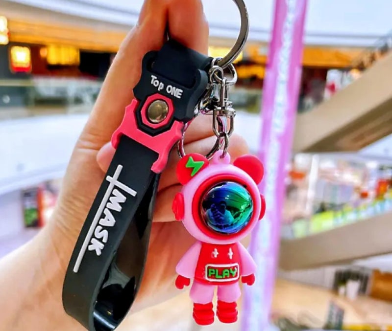 AEROSTARK Cute Key chains | Keychain for Girls & Boys | Bike, Car Key chain Accessories | Bag charms | Keychain for Men, Women | Anime Keychains | gifts for girls (Space Mask Pink) - Image 2