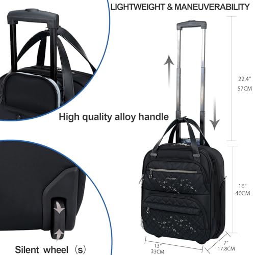KROSER Carry On Underseat Multi-functional, 16-inch Underseater Lightweight Overnight Suitcase for Men Women, Black - Image 3