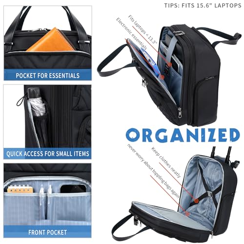 KROSER Carry On Underseat Multi-functional, 16-inch Underseater Lightweight Overnight Suitcase for Men Women, Black - Image 4
