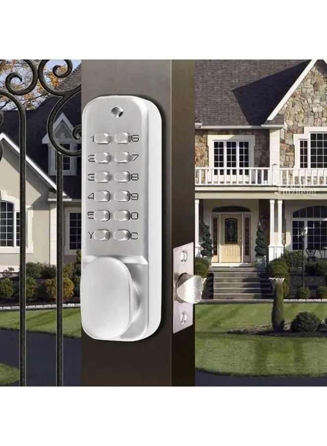 Silvery Waterproof Fireproof Mechanical Combination Smart Door Lock with Handle - Image 5