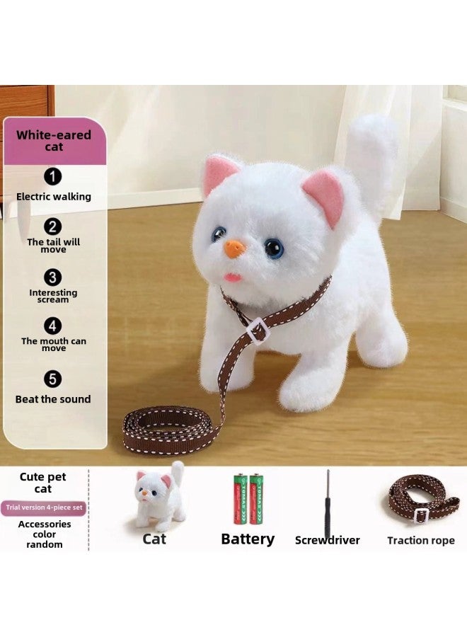Children's Day Simulation Kitten Toy Will Be Called Will Move Electric Plush Simulation Animal Doll Girl Birthday Gift-Specifications:Battery Edition Screwdriver-Color:Calling And Walking Persian Cats  Experience  - Image 1