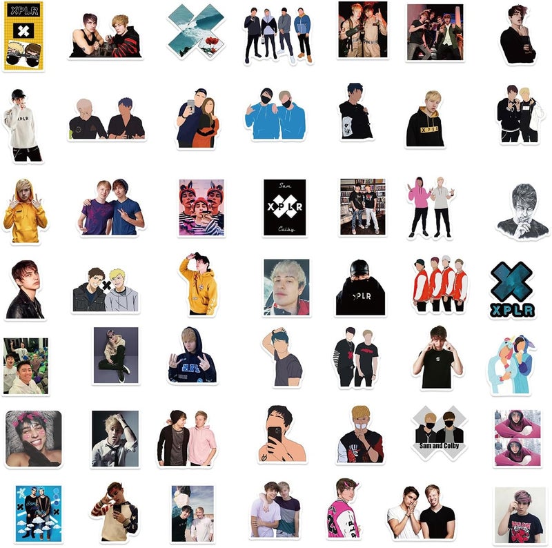 AUCEKO Sam and Colby Sticker Pack Sam and Colby Sticker Set Waterproof Vinyl Sticker for Laptop Children Cars Motorcycle Bicycle Skateboard Luggage Suitcase Computer Sticker Graffiti Decal Pack of 50 - Image 3