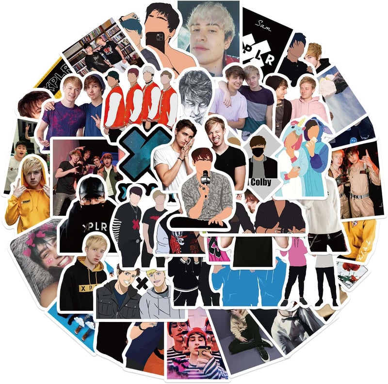 AUCEKO Sam and Colby Sticker Pack Sam and Colby Sticker Set Waterproof Vinyl Sticker for Laptop Children Cars Motorcycle Bicycle Skateboard Luggage Suitcase Computer Sticker Graffiti Decal Pack of 50 - Image 2