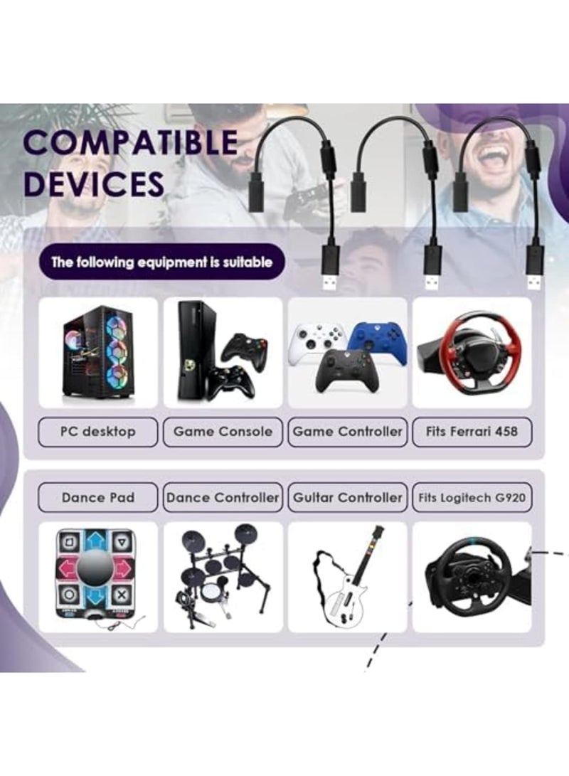 SYOSI USB Breakaway Cable for Xbox 360,Compatible with Rocksmith Real Tone Cable,Xbox Controller USB Cord Adapter,Guitar Hero Dongle for Logitech G920 G923 G27,Thrustmaster 458 Spider Racing Wheel (3PCS） - Image 4
