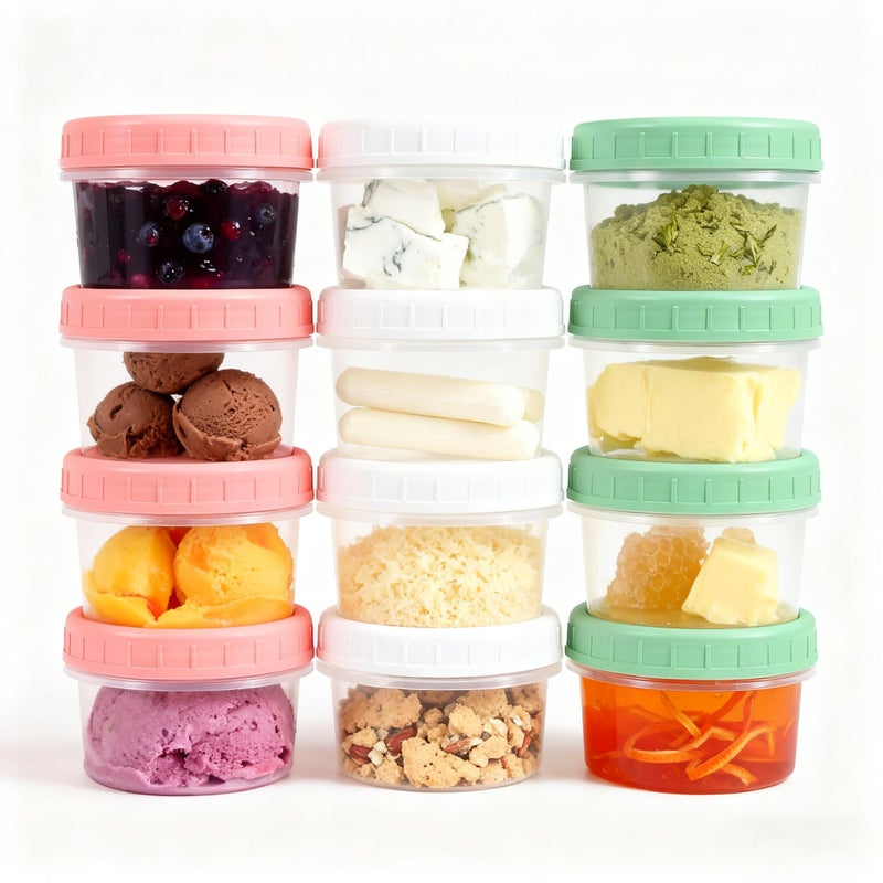 UMETASS Food Storage Containers - 12 Pack 6.8 oz Freezer Storage Containers with Twist Top Lids, Leakproof, BPA Free, Microwave & Dishwasher Safe Takeout Container - Ideal for Soup and More - Image 1