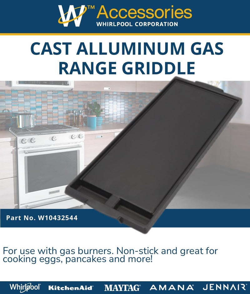 Whirlpool W10432544 Genuine OEM Cast Alluminum Gas Range Griddle Replaces W10432539 Black - Image 3