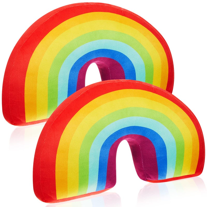 Chunful Chunful 2 Pcs Rainbow Pillow for Girls Kids 138 x 87 x 4 Inch Plush Cute Rainbow Throw Pillow Arch Shaped Floor Cushion Stuffed Decoration for Bed Chair Room Home DecorColorful 
