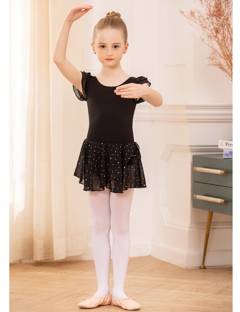 Arshiner Girls Ruffle Sleeve Ballet Dance Dress Tutu Skirted Leotard, 3-4 Years, Black - Image 4