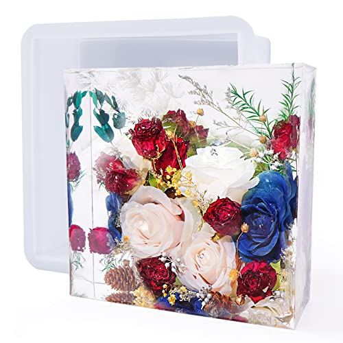LET'S RESIN LETS RESIN Large Silicone Square Molds for Resin Glossy Deep Square Molds 8x 3 wWooden Support Epoxy Resin Molds for Flowers Preservation Resin Casting Molds for DIY Home Dcor - Image 1