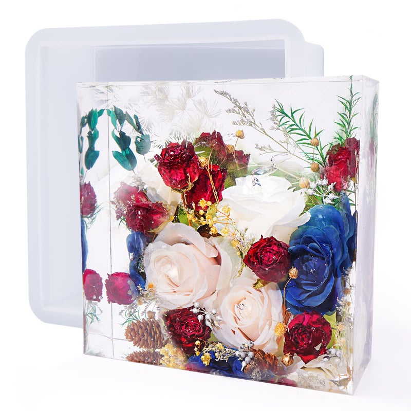 LET'S RESIN LETS RESIN Large Silicone Square Molds for Resin Glossy Deep Square Molds 8x 3 wWooden Support Epoxy Resin Molds for Flowers Preservation Resin Casting Molds for DIY Home Dcor - Image 2