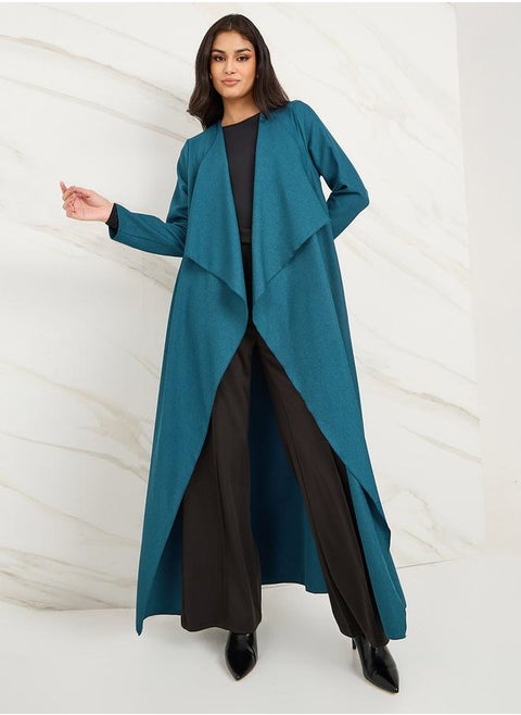 Waterfall Collar Open Front Abaya