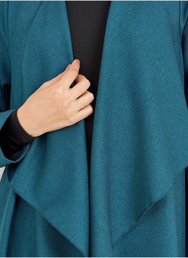 Styli - Waterfall Collar Open Front Abaya - Image 1