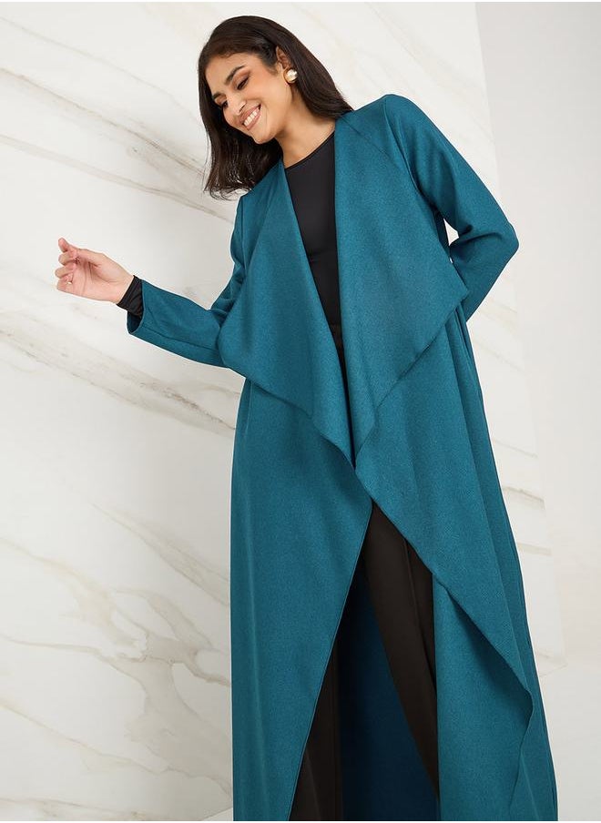 Styli - Waterfall Collar Open Front Abaya - Image 1