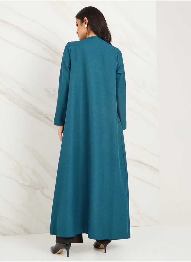 Styli - Waterfall Collar Open Front Abaya - Image 1