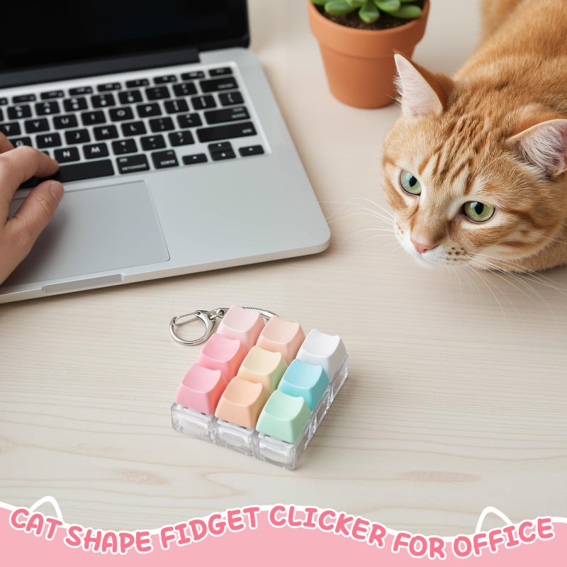 Netholid Clicky Cat Shape Keyboard Fidget Toys for Adults Colorful Clicker Button Keychain for Work Stress Relief ADHD Autism ASMR (Cat-Shape, 1) - Image 4