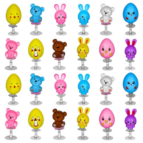 MGparty 24Pcs Easter Jumping Popper Toys Easter Basket Fillers Gifts Party Favors Supplies Stocking Stuffers Gifts for Kids Boys Girls Toddlers Bulk for Classroom Treasure Box Prizes - Image 1