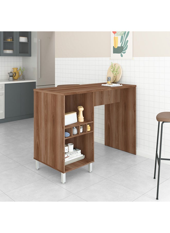Home Box Kitchen Table With Storage Shelves - Mdp 15Mm Color Nutbrown 60 x 135 x 102.5 cm  - Image 1
