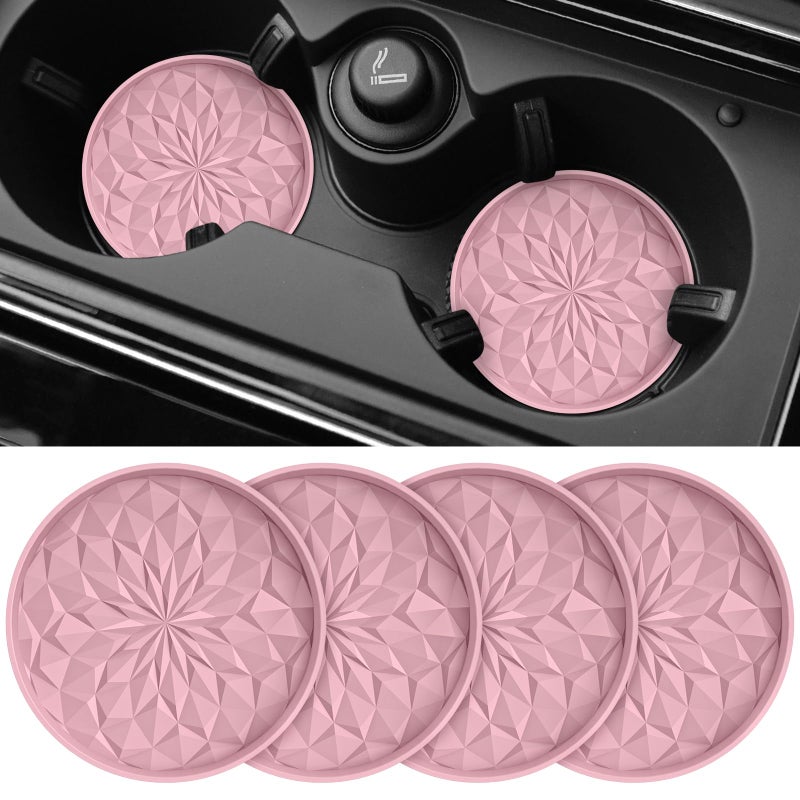 ME.FAN Car Coasters for Cup Holders [4 Pack] - 2.75In Silicone Auto Mug Mats - Universal Non-Slip Recessed Car Interior AccessoriesDusty Rose - Image 1