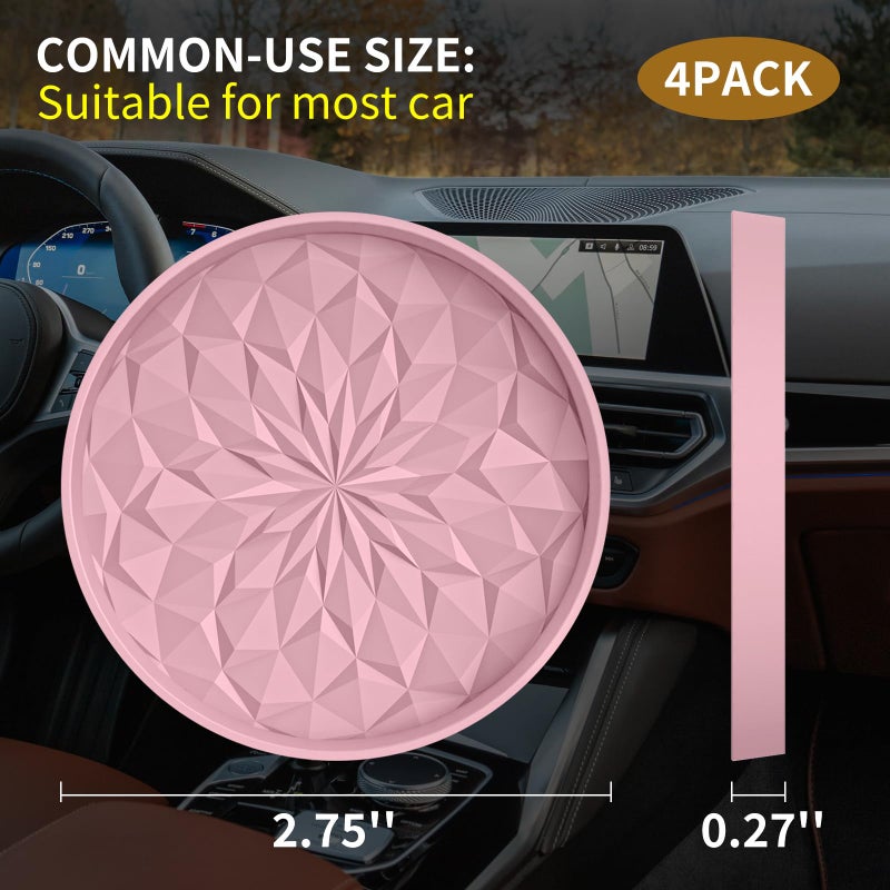 ME.FAN Car Coasters for Cup Holders [4 Pack] - 2.75In Silicone Auto Mug Mats - Universal Non-Slip Recessed Car Interior AccessoriesDusty Rose - Image 2