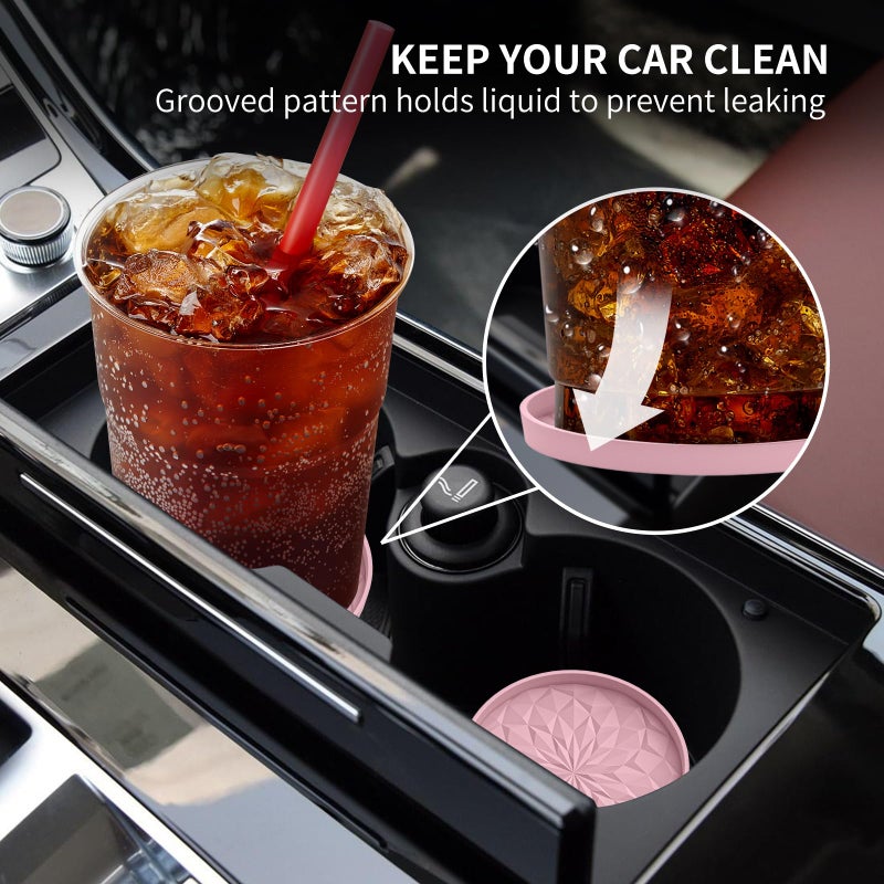 ME.FAN Car Coasters for Cup Holders [4 Pack] - 2.75In Silicone Auto Mug Mats - Universal Non-Slip Recessed Car Interior AccessoriesDusty Rose - Image 3