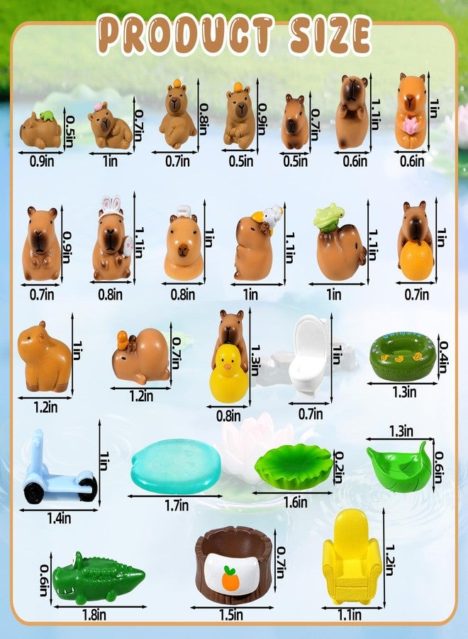 Exasinine 25 Pcs Mini Capybara Figurines Resin Animals Miniature Figurines for Fairy Garden Home Decor Capybara Birthday Decorations - Image 2