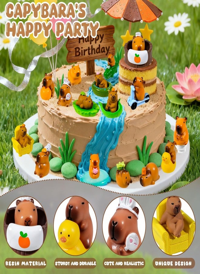 Exasinine 25 Pcs Mini Capybara Figurines Resin Animals Miniature Figurines for Fairy Garden Home Decor Capybara Birthday Decorations - Image 3