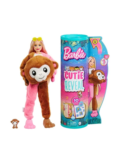 Barbie Cutie Reveal Chelsea Doll and Accessories, Jungle Series, Monkey-Themed Small Doll Set