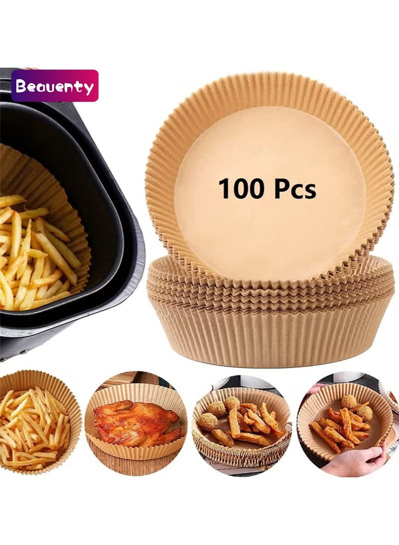 Beauenty Air Fryer Disposable Paper Liner, 100PCS Non-stick Disposable Liners, Baking Paper for Air Fryer Oil-proof, Water-proof, Food Grade Parchment for Baking Roasting Microwave (100Pcs-6.3 inch) - Image 1