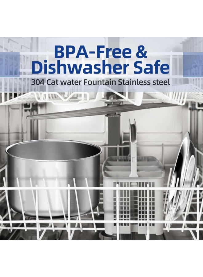 Halamine Stainless steel pet cat water fountain with built-in silent water pump Automatic cat drinking bowl Pet water fountain - Image 3