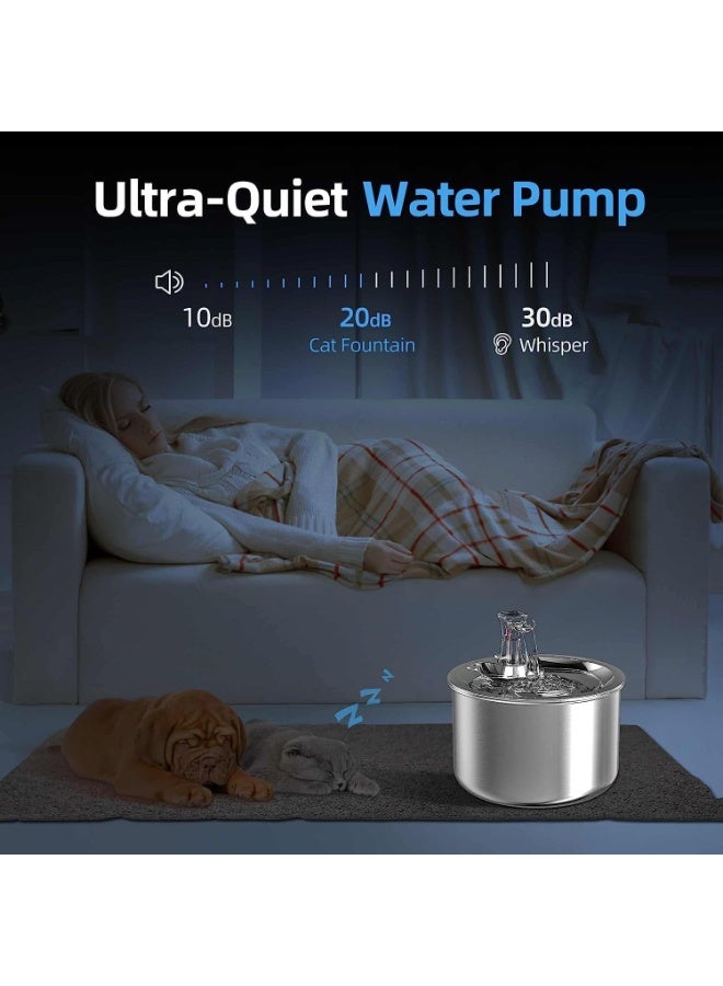 Halamine Stainless steel pet cat water fountain with built-in silent water pump Automatic cat drinking bowl Pet water fountain - Image 4