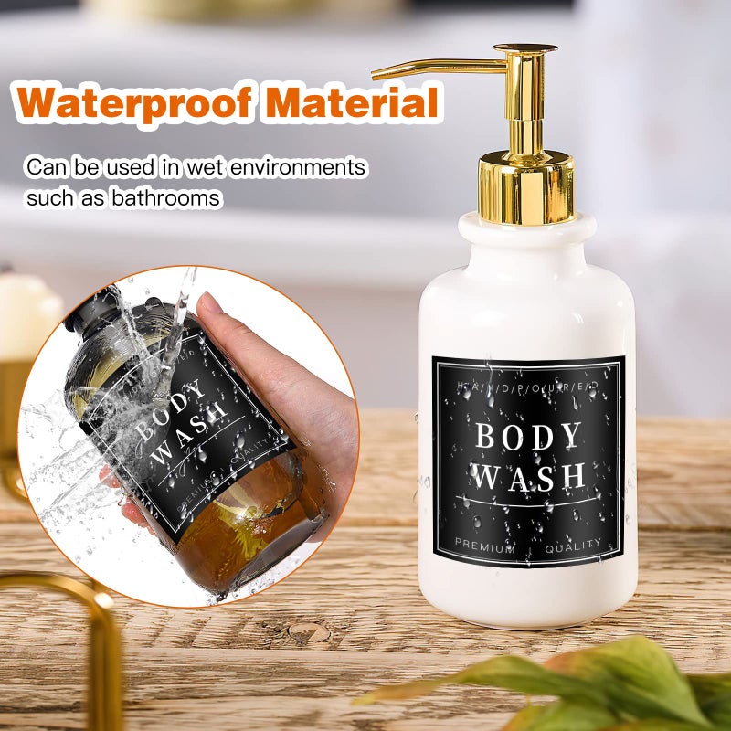 TESWEY 24Pcs Waterproof Labels For Glass Or Plastic Bottles  Bathroom Hand Soap Shampoo Dispenser Label Stickers  Removable Cleaning Labels For Soap  Lotion  Shampoo And Conditioner (3""X3"") - Image 4