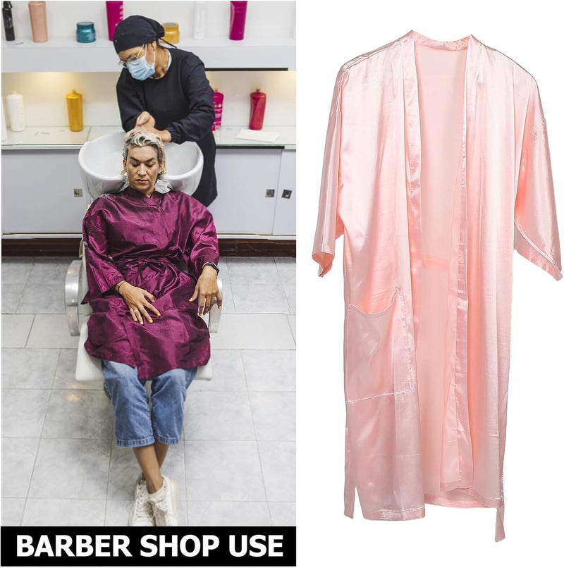 Abaodam Hair Salon Client Gown Cape for Adults Light Pink Kimono Style Hair Dyeing and Styling Smock Quick Drying Salon Cape Suitable for Barber Shops - Image 3