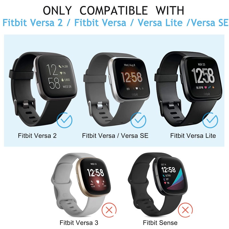 Mugust 8 Pack Sport Bands Compatible with Fitbit Versa 2 / Versa, Classic Soft Silicone Replacement Wristbands Straps for Fitbit Smart Watch Women Men (8 Pack A, Large) - Image 3