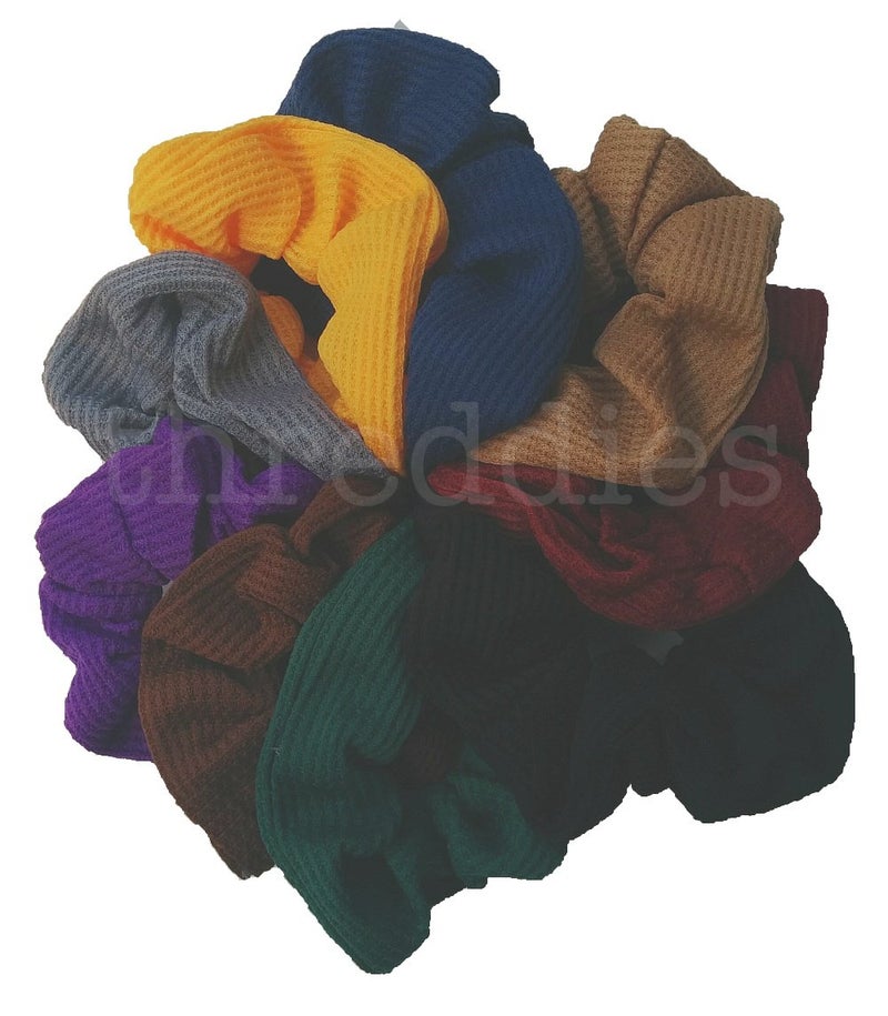 Scrunchie Set 9 Thermal Cotton Scrunchies 90s Style Dark Colors