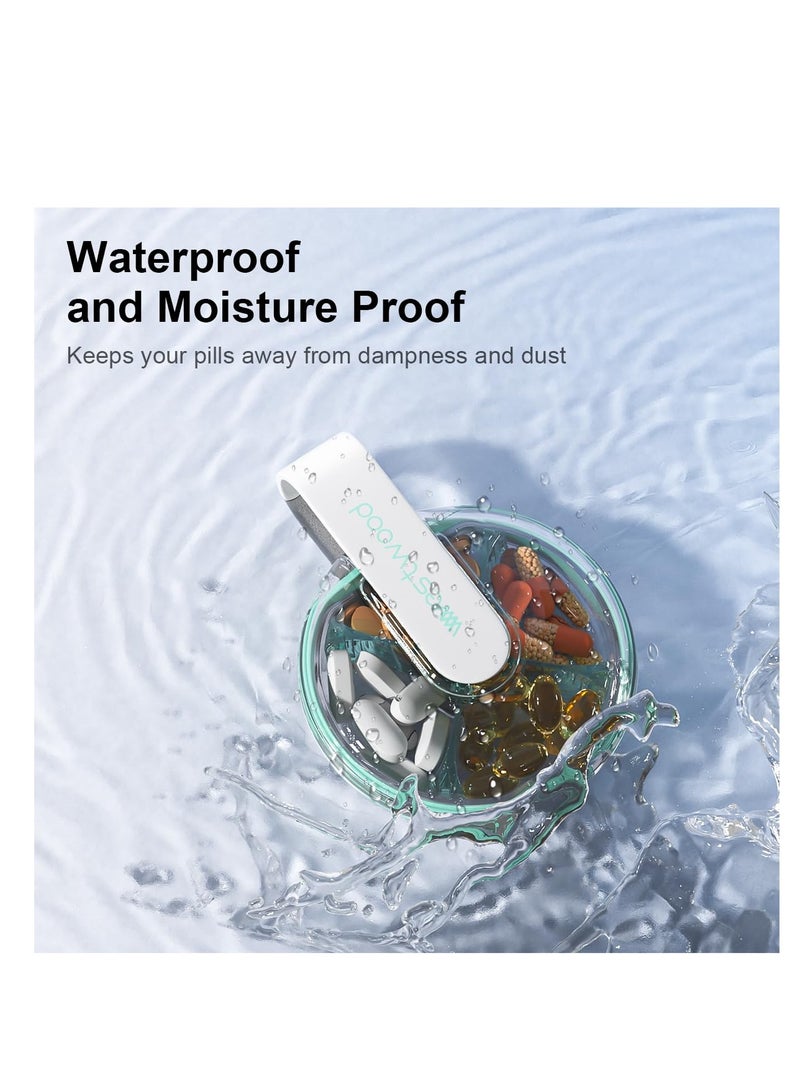 SYOSI 4 Compartment Travel Pill Organizer, Cute Small Pill Box, Pocket Pharmacy for Purse or Pocket, Portable Daily Pill Case Moisture Proof for Vitamin Cod Liver Oil Supplements Medication White - Image 5