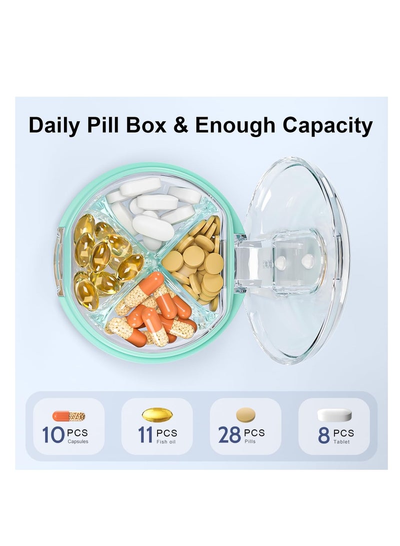 SYOSI 4 Compartment Travel Pill Organizer, Cute Small Pill Box, Pocket Pharmacy for Purse or Pocket, Portable Daily Pill Case Moisture Proof for Vitamin Cod Liver Oil Supplements Medication White - Image 3