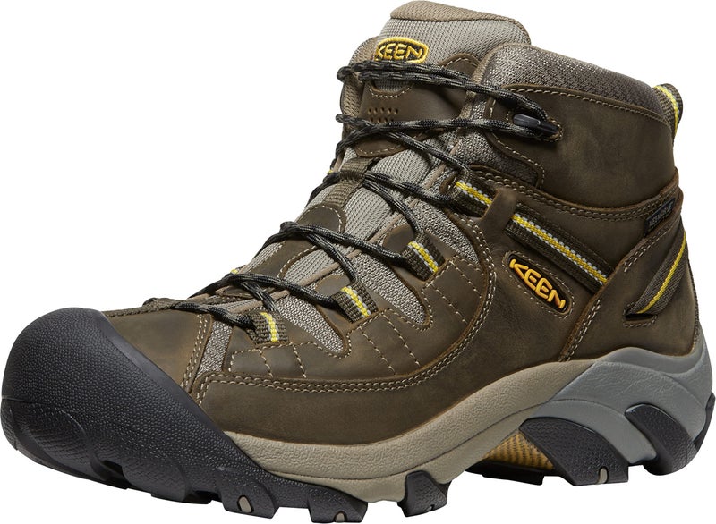 KEEN Men's Targhee 2 Mid Height Waterproof Hiking Boots,Black Olive/Yellow,11