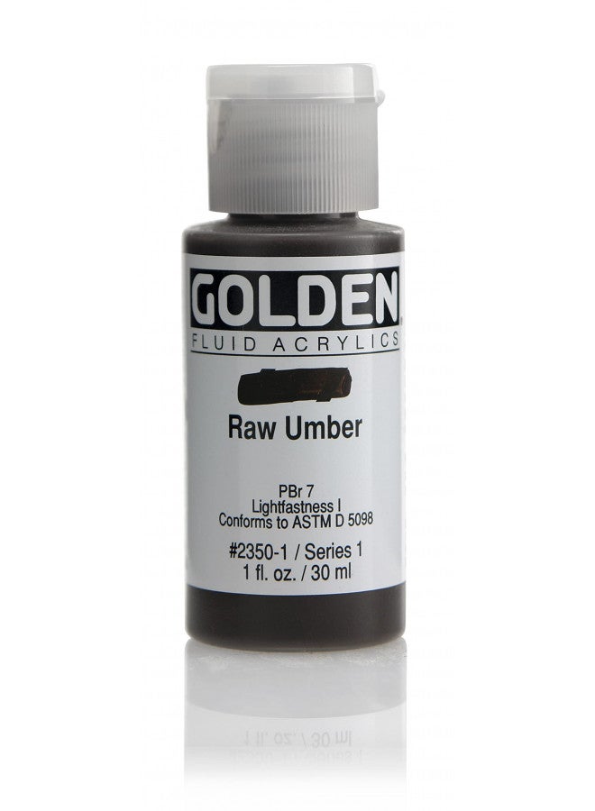 Golden Fluid Acrylic Paint 1 Ounce-Raw Umber - Image 1