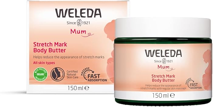 Weleda زبدة الجسم العضوية من ويليدا للأم الحامل - مستحضرات تجميل طبيعية غنية - زبدة تدليك الجسم لمنع علامات التمدد على البطن والفخذين والصدر 1 × 150 مل - Image 2