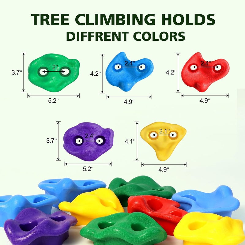 TOPNEW 12 Ninja Tree Climbing Holds for Kids with 6 Ratchet Straps for Outdoor Training - Image 3