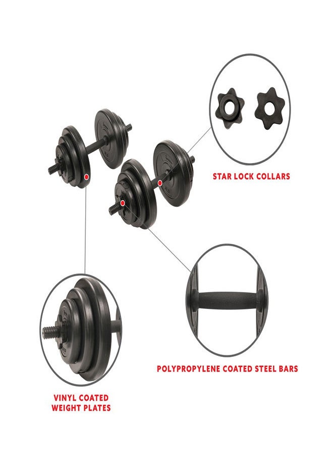 FITNESS LINE - 2 Piece Adjustable Rubber Dumbbells 15kgs Each - Image 1