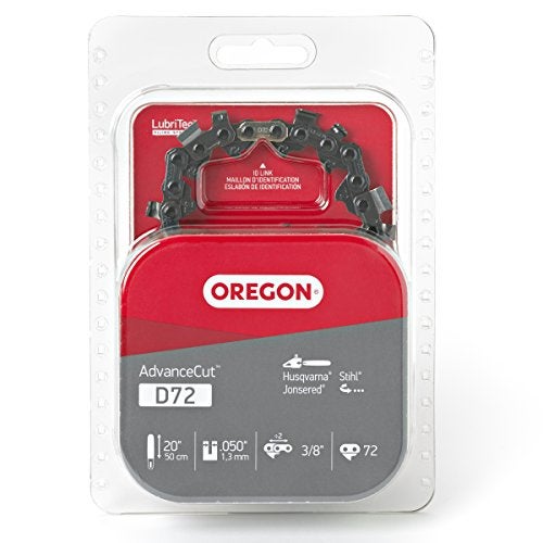 Oregon D72 AdvanceCut Chainsaw Chain for 20-Inch Bar, 72 Drive Links, Low-kickback, Fits Husqvarna, Stihl, Dolmar, Jonsered and more, Gray - Image 1