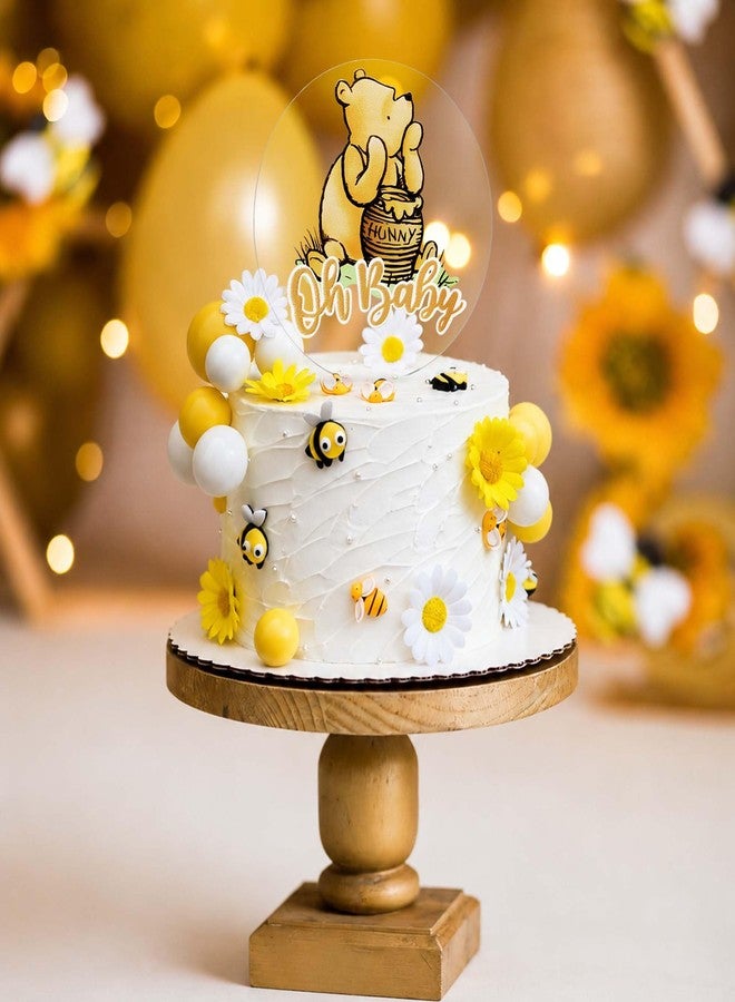 Bttwkco® Winnie Baby Shower Cake Decorations Party supplies, First Birthday Classic Pooh Acrylic Cake Topper Bees & Flowers - Image 3