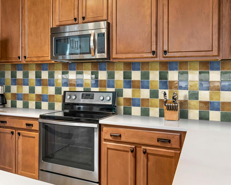 Tiwoos Thick Kitchen Peel and Stick Backsplash Mosaic Tiles Square Self Adhesive Wall Tile Colorful (10-Sheet,12"x12") - Image 5