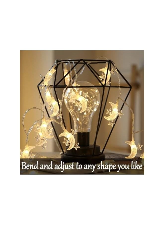 The Bros 40 LED Moon & Star String Lights – 20ft USB Powered Operated Fairy Lights for Indoor & Outdoor Decoration, Perfect for Patio, Garden, Weddings, Parties, Festivals (Warm White)  - Image 2