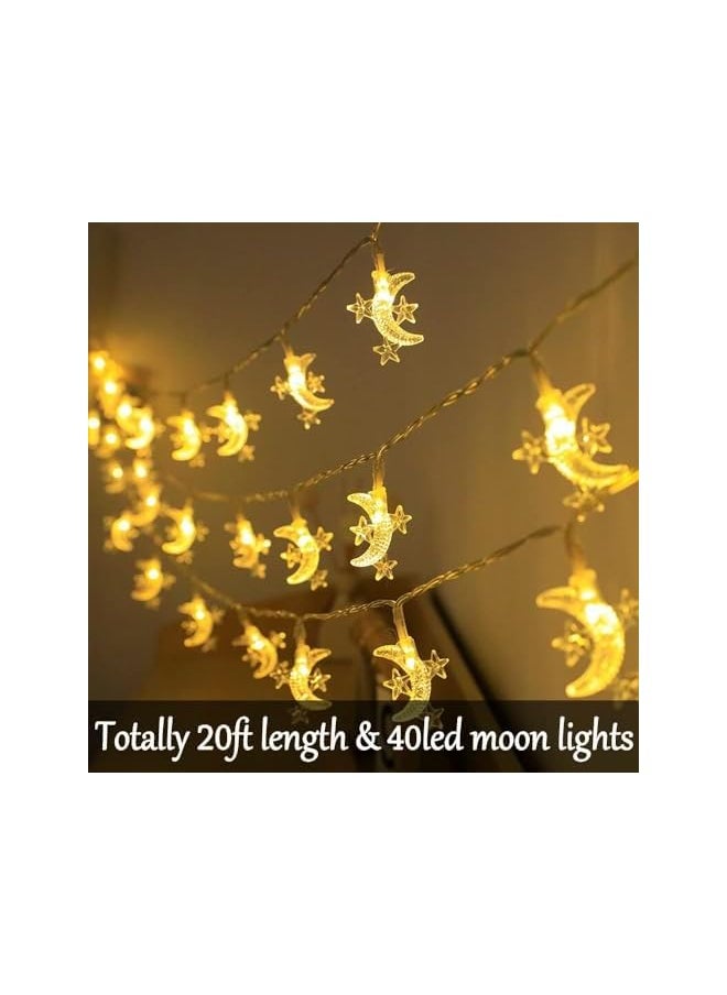 The Bros 40 LED Moon & Star String Lights – 20ft USB Powered Operated Fairy Lights for Indoor & Outdoor Decoration, Perfect for Patio, Garden, Weddings, Parties, Festivals (Warm White)  - Image 3